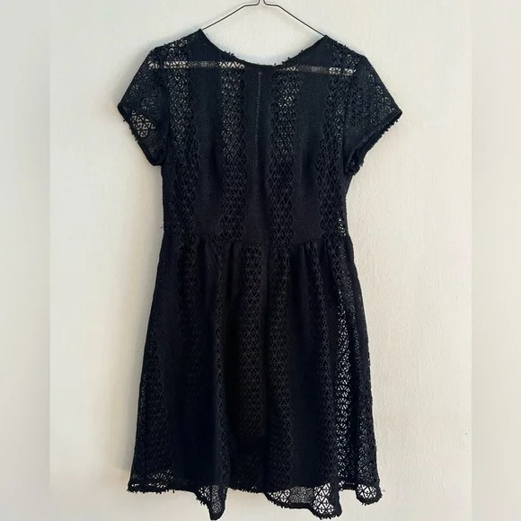 zara black eyelet dress Zara Black Eyelet Mini Dress